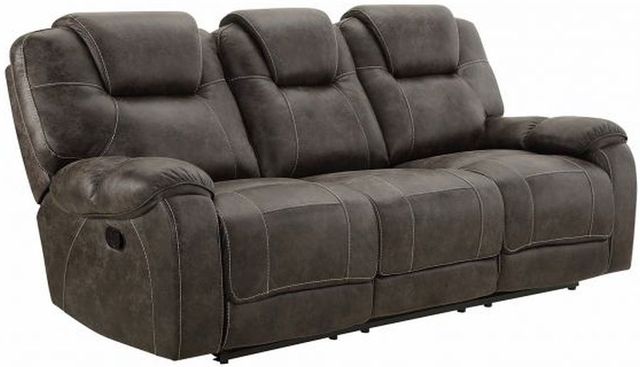 New Classic® Home Furnishings Anton Chocolate Dual Reclining Sofa and Loveseat with Power Footrest-2
