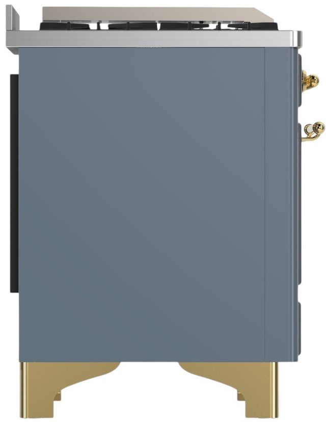 Ilve® Majestic III 40" Blue Gray Pro Style Dual Fuel Natural Gas Range with Triple Glass Door and Brass Trim-3