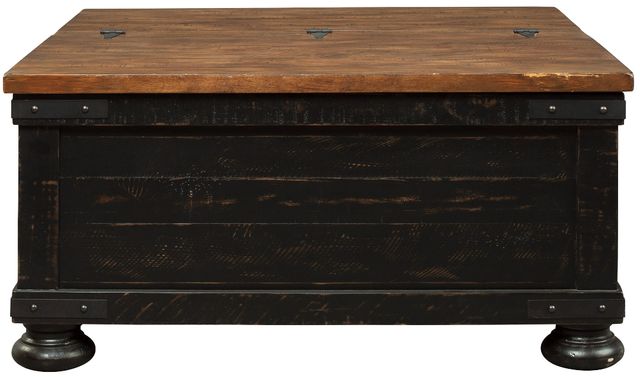 Signature Design by Ashley® Valebeck Light Brown Square Lift Top Coffee Table with Rustic Black Base-1