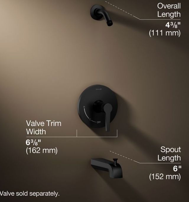 KOHLER® Pitch® Rite-Temp® Matte Black Bath and Shower Trim Kit-2
