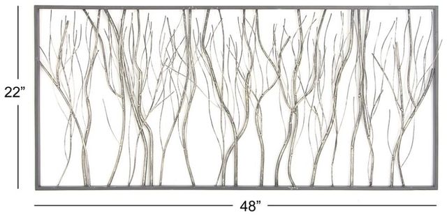 Deco Marche Silver Tree Distressed Wall Decor with Black Frame-2