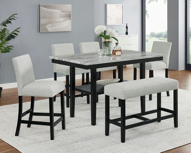 Crown Mark Marbel Black/Dove Counter Dining Bench-1
