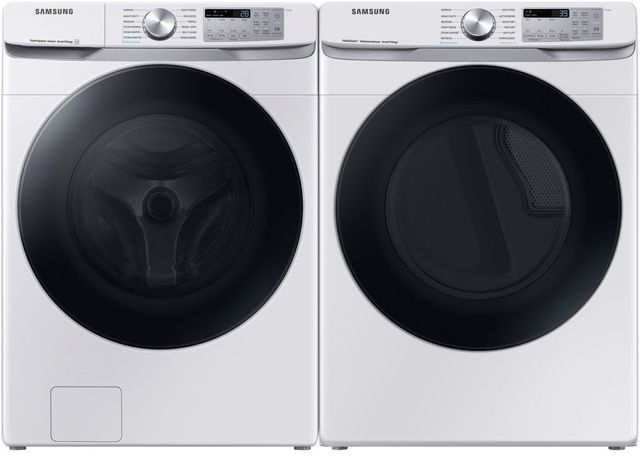 Samsung White Front Load Washer & Electric Dryer Laundry Pair-0