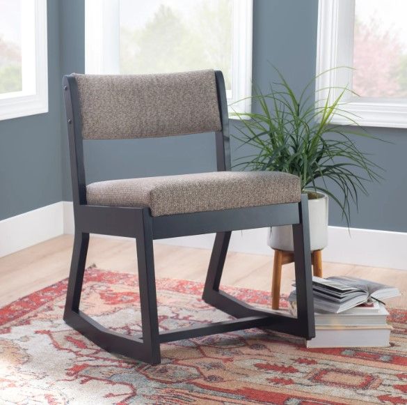 Linon Corso Black/Stone Upholstered Rocking Chair-1