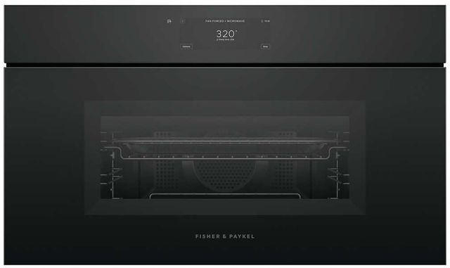 Fisher & Paykel Series 9 Minimal 30" Black Glass Compact Convection Speed Oven-0