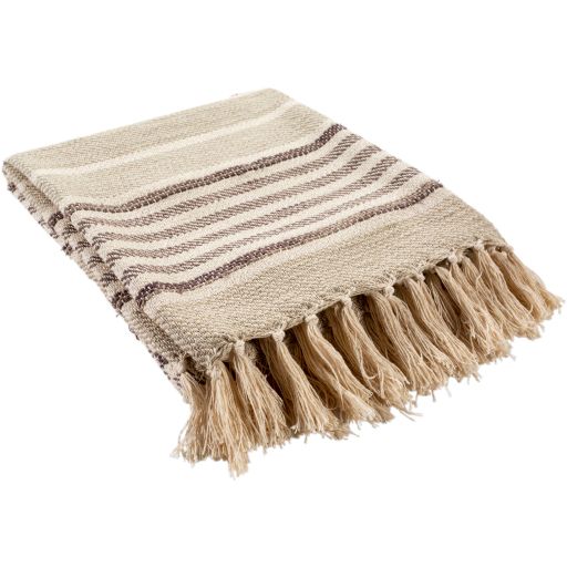 Surya Beau Khaki 50"x60" Throw Blanket-1