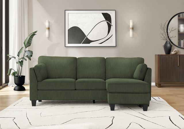 Monarch Specialties Inc. Fjord-77 Olive Green Sofa Lounger and Reversible Chaise-1