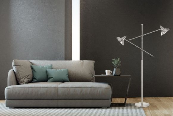 Cal® Lighting & Accessories Canterbury Brushed Steel Metal Adjustable Floor Lamp-1