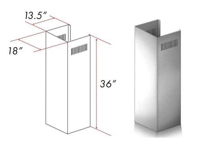 ZLINE 36" Stainless Steel Chimney Extension -2