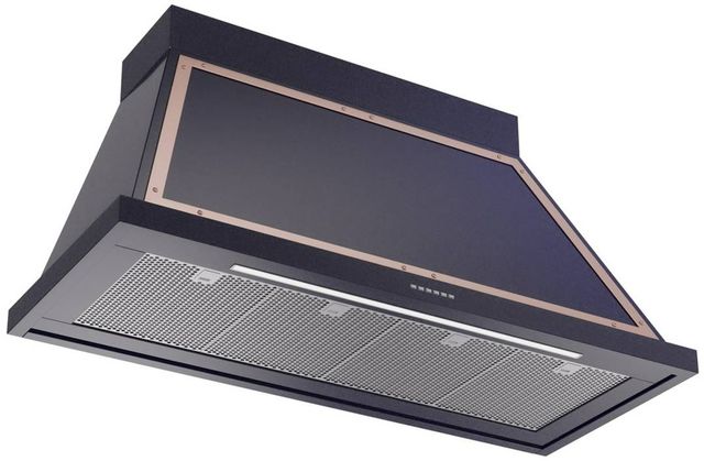 Ilve® Nostalgie II Noblesse 48" Midnight Blue Wall Mounted Range Hood with Copper Trim-1
