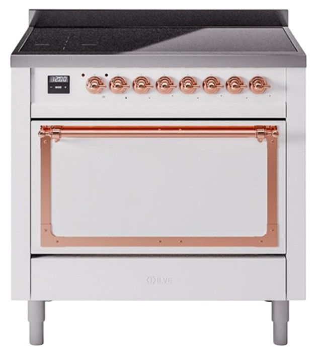 Ilve® Nostalgie II Noblesse 36'' White Pro Style Induction Range with Copper Trim-0