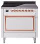 Ilve® Nostalgie II Noblesse 36'' White Pro Style Induction Range with Copper Trim-0