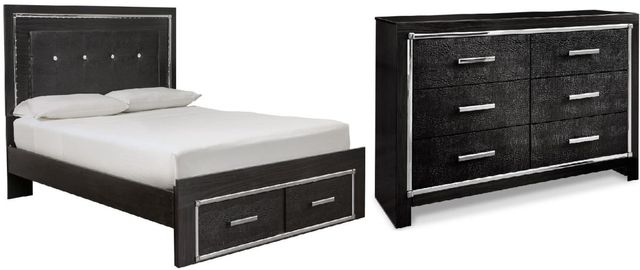 Signature Design by Ashley® Kaydell 2-Piece Black Queen Storage Panel Bed Set-0