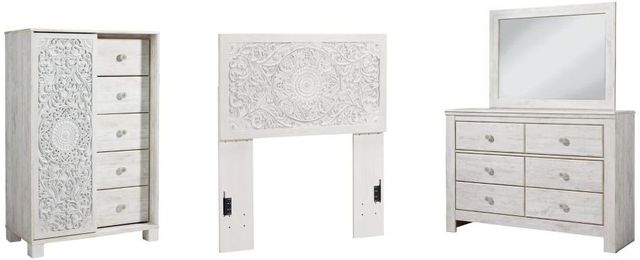 Signature Design by Ashley® Paxberry 3-Piece Whitewash Full Panel Headboard Set-0