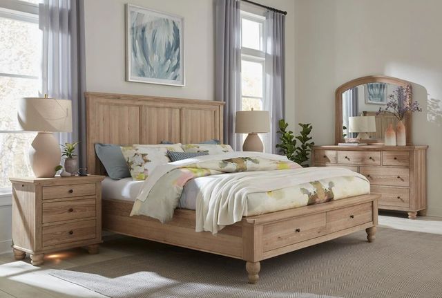 aspenhome® Cambridge Modern Khaki Queen Panel Storage Bed-1