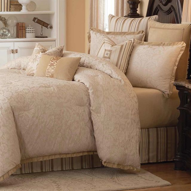 Michael Amini® Carlton 9-Piece Ivory Queen Comforter Set-0