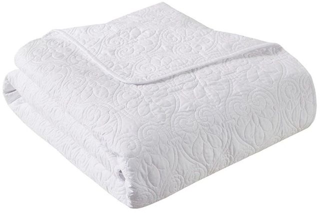 Olliix by Madison Park Quebec White Oversized Quilted Throw-1