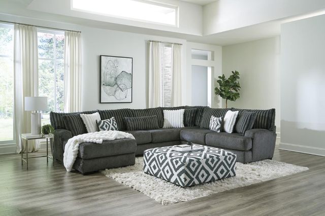 Albany Industries 3-Piece Tweed Gunmetal Left-Arm Facing Chaise Sectional -1