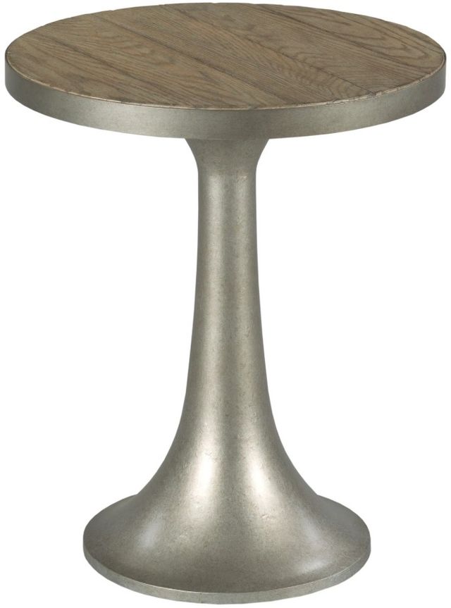 Hammary® Timber Forge Light Brown Round Chairside Table with Aged Natural Silver Base-0