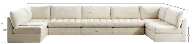 Meridian Furniture Jacob 7-Piece Cream 177" Modular Sectional-3