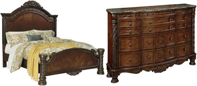 Millennium® by Ashley® North Shore 2-Piece Dark Brown California King Panel Bed Set-0