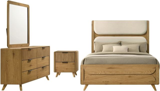 Coaster® Bennett 4-Piece Light Oak Youth Twin Upholstered Panel Bedroom Set-0