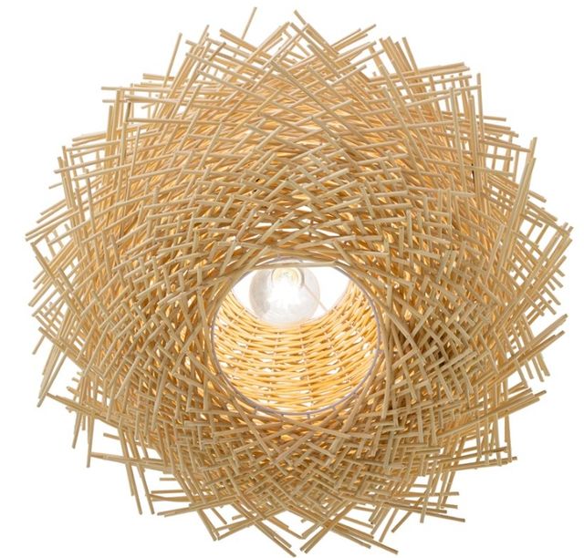 YHD Pua Wicker Beige 1-Light Large Pendant Lighting-4