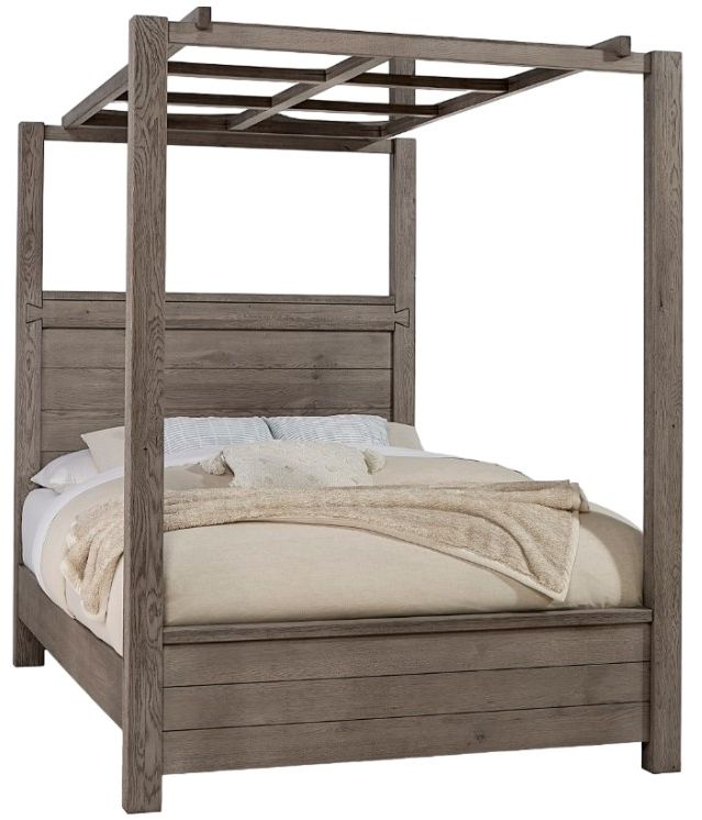 Artisan & Post by Vaughan-Bassett Dovetail Mystic Gray King Mirrored Panel Canopy Bed -0