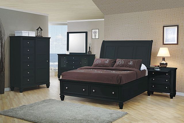 Coaster® Sandy Beach Black King Sleigh Bed with Footboard Storage-2