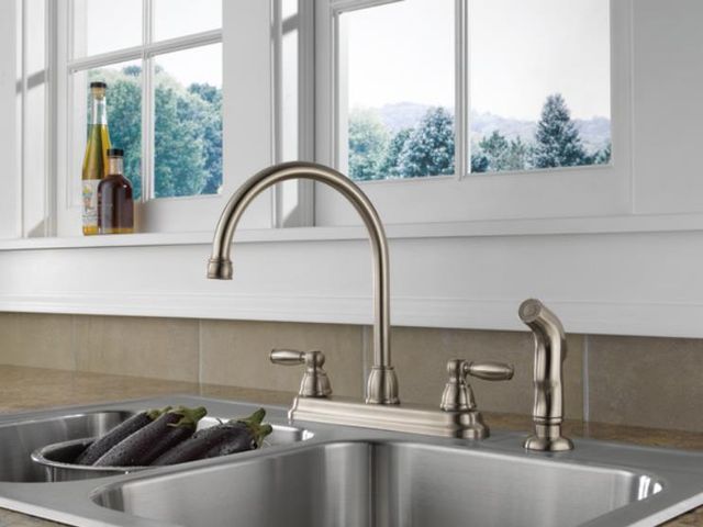 Peerless Claymore® Stainless 2-Handle Kitchen Faucet-1