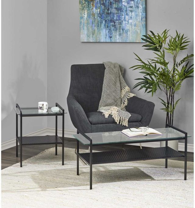 Adesso® Pearson Glass Top Accent Table with Black Base-1