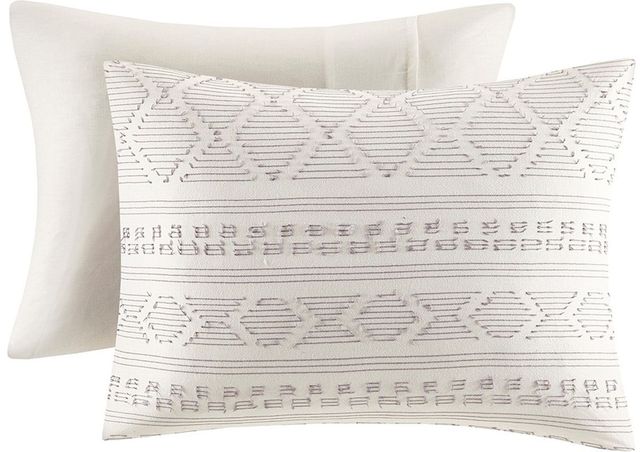 Olliix by Urban Habitat White/Grey King/California King Lizbeth 5 Piece Cotton Clip Jacquard Duvet Cover Set-3