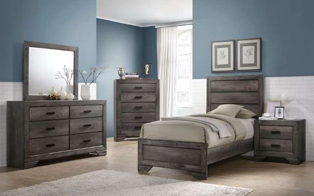 Elements International Nathan 4-Piece Gray Oak Youth Twin Panel Bedroom Set-4