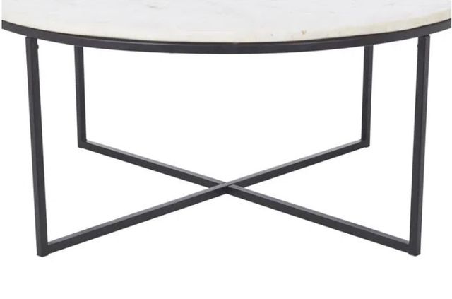 Renwil® Livia White Marble Top Coffee Table with Matte Black Base-2