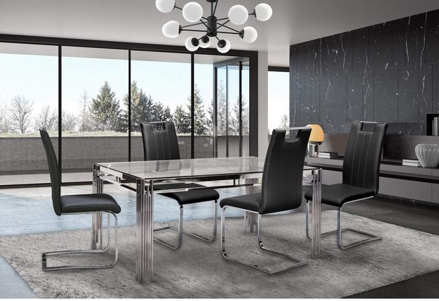 Mazin Furniture Porfirio Glass Top Dining Table with Silver Legs-2
