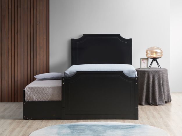 Milton Greens Stars Black Twin Scalloped Top Wooden Platform Bed with Trundle-2