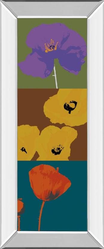 Classy Art Pop Poppies by Li-Legger, D 18x42 Mirrored Frame Wall Art-0