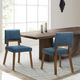 Armen Living Channell 2-Piece Blue/Walnut Dining Side Chair Set-1