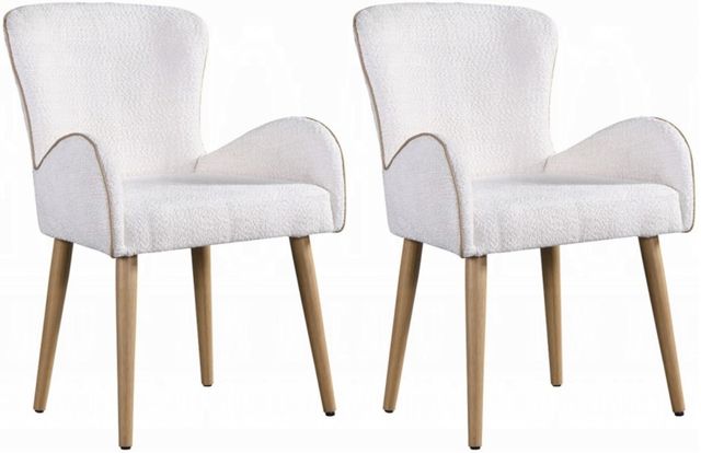 ACME Furniture Qwin 2-Piece Beige/Oak Arm Chair Set-0