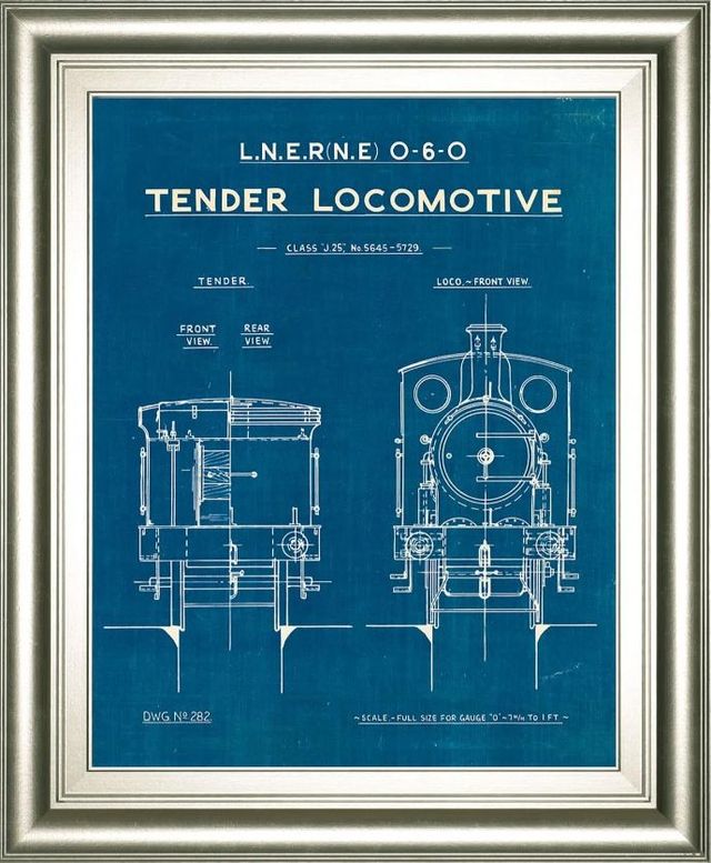 Classy Art Locomotive Blueprint III by Wild Apple Portfolio Wall Art-0