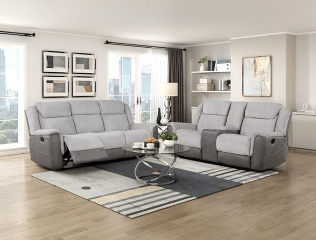 Homelegance® Harriette Gray Double Manual Reclining Sofa-1
