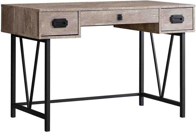 Monarch Specialties Inc. 48"L Taupe Reclaimed Wood with Black Metal Computer Desk-0