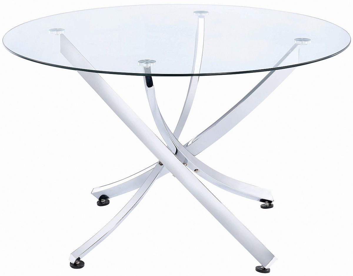 Coaster® Beckham Glass Top Round Dining Table with Chrome Base