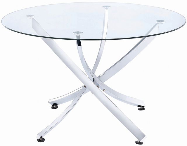 Coaster® Beckham Glass Top Round Dining Table with Chrome Base-0