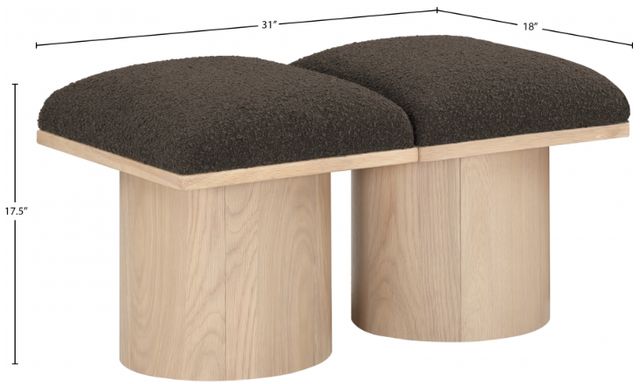 Meridian Furniture Pavilion 2-Piece Brown/Natural 31" Modular Bench Set-4