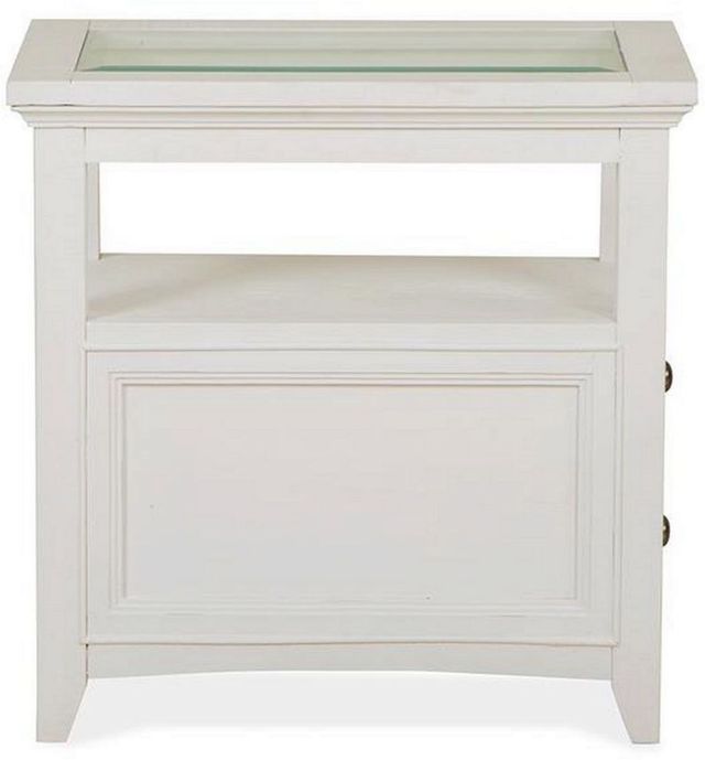 Magnussen Home® Heron Cove Glass Insert Chalk White Chairside End Table-3