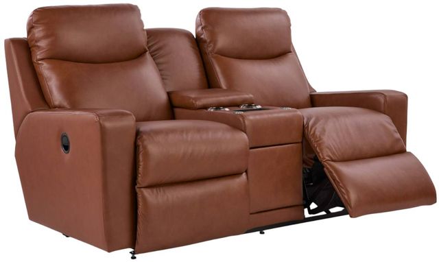 La-Z-Boy® Emmons Oak Leather Manual Reclining Loveseat with Console-4