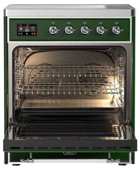 Ilve® Majestic III 30" Emerald Green Pro Style Induction Range with Solid Door and Chrome Trim-1