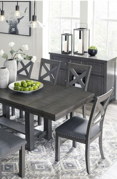 Signature Design by Ashley® Myshanna 5-Piece Gray Dining Table Set-3