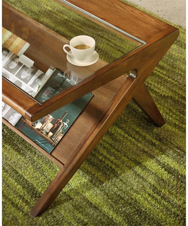 Olliix by INK+IVY Pecan Rocket Tempered Glass Coffee Table with Pecan Base-1